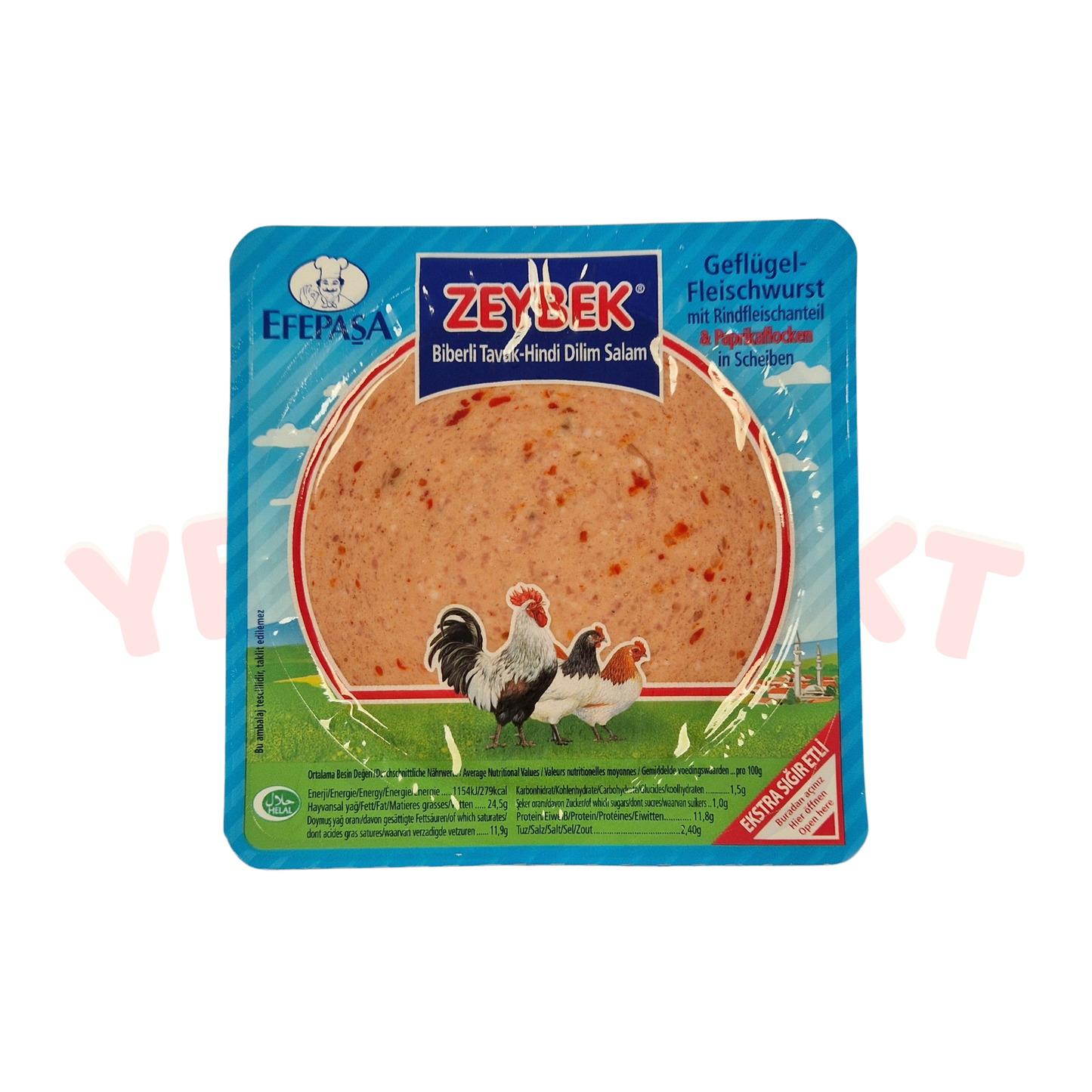 Efepasa Zeybek-Geflügelfleischwurst mit Rindfleischanteil und Paprikaflocken in Scheiben 200g