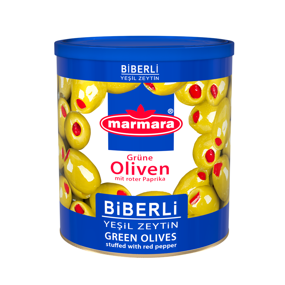 Marmara Grüne Oliven (Mit Roter Paprika) - Yesil Zeytin Biberli 400g