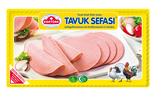 Egetürk Geflügelfleischwurst mit Rindfleischanteil in Scheiben - Egetürk Dilim Tavuk Sefasi