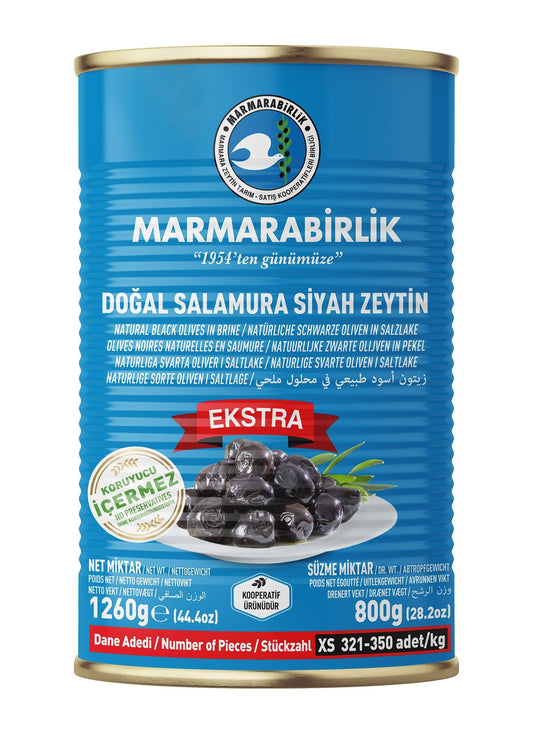 800 GR. NATÜRLICHE SCHWARZE OLIVEN (XS)