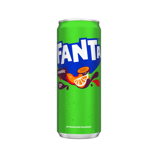 Fanta Exotic – Erfrischungsgetränk mit exotischem Fruchtgeschmack (330ml Dose) inkl. Pfand