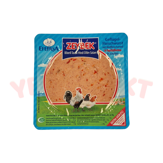Efepasa Zeybek-Geflügelfleischwurst mit Rindfleischanteil und Paprikaflocken in Scheiben 200g