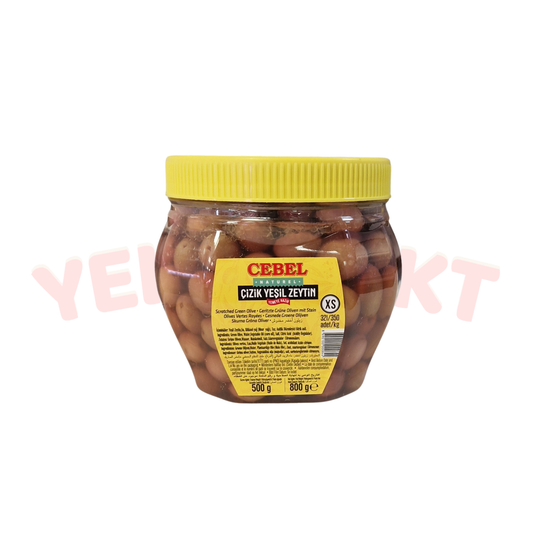 XS Kaliber 321-350 Zerkratzte grüne Oliven 500 g