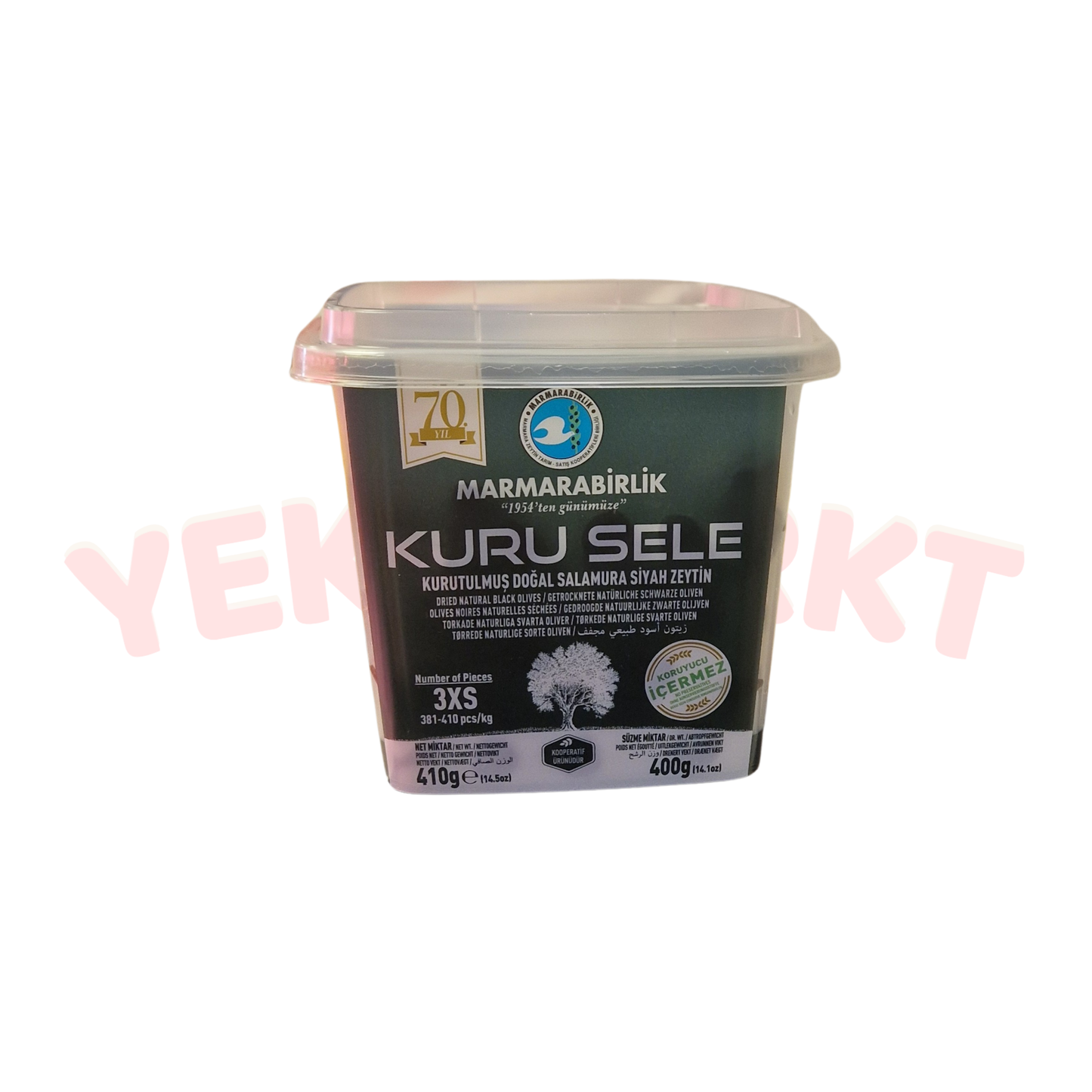 400 GR. GETROCKNETE NATÜRLICHE SCHWARZE OLIVEN (3XS)