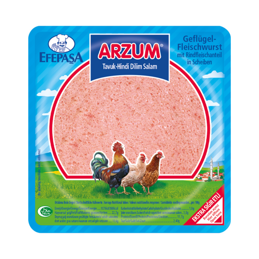 Geflügelfleischwurst mit Rindfleischanteil in Scheiben