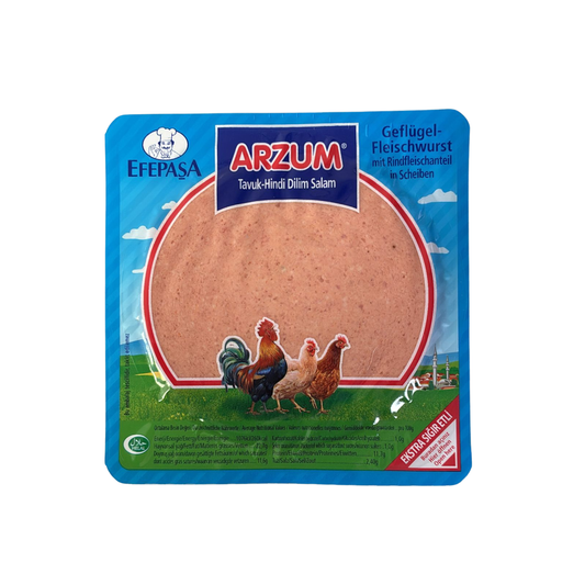 Arzum Geflügelfleischwurst mit Rindfleischanteil in Scheiben