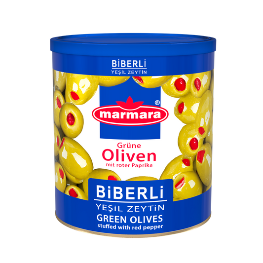 Marmara Grüne Oliven (Mit Roter Paprika) - Yesil Zeytin Biberli 400g